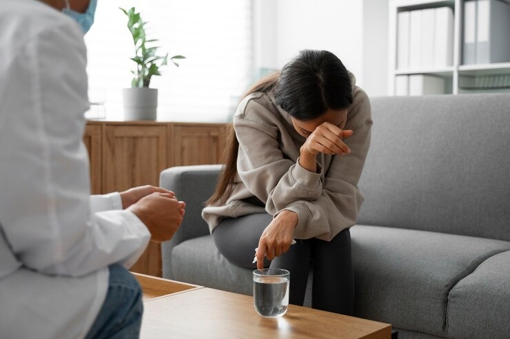 image Woman completing outpatient therapy